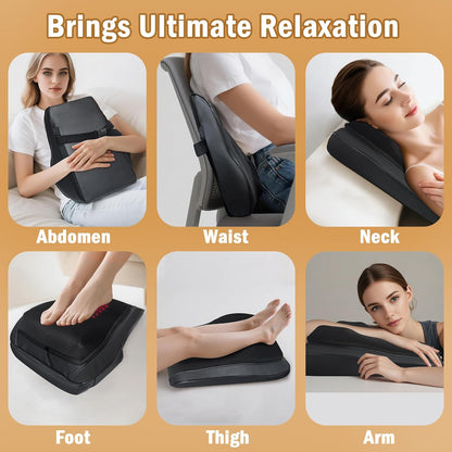 Joyset Back Massager with Heat, Shiatsu Chair Cushion for Lower Back | Upper & Lower Back 2-Level Heat, 16 Nodes Bidirectional Deep Kneading, Removable Washable Cover, Universal Fit for Mom, Dad