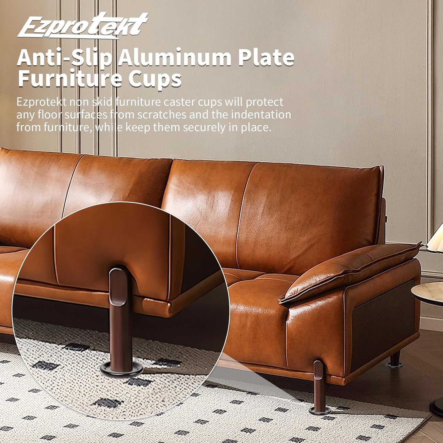 Ezprotekt 1.63" Round Carpet Bottom Furniture Caster Cups, 16 Pcs Reusable Furniture Coasters, Felt Furniture Sliders Pads to Protect Hardwood, Tile or Carpetd Floors from Scratches (Dark Brown)