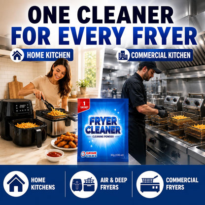 Fryer Cleaner Powder – 6 Pre-Measured Cleaning Sachets for Air Fryers, Deep Fryers & Commercial Fryers Helps Remove Grease & Oil Residue, Helps Eliminate Odors, Easy-to-Use Cleaning Powder