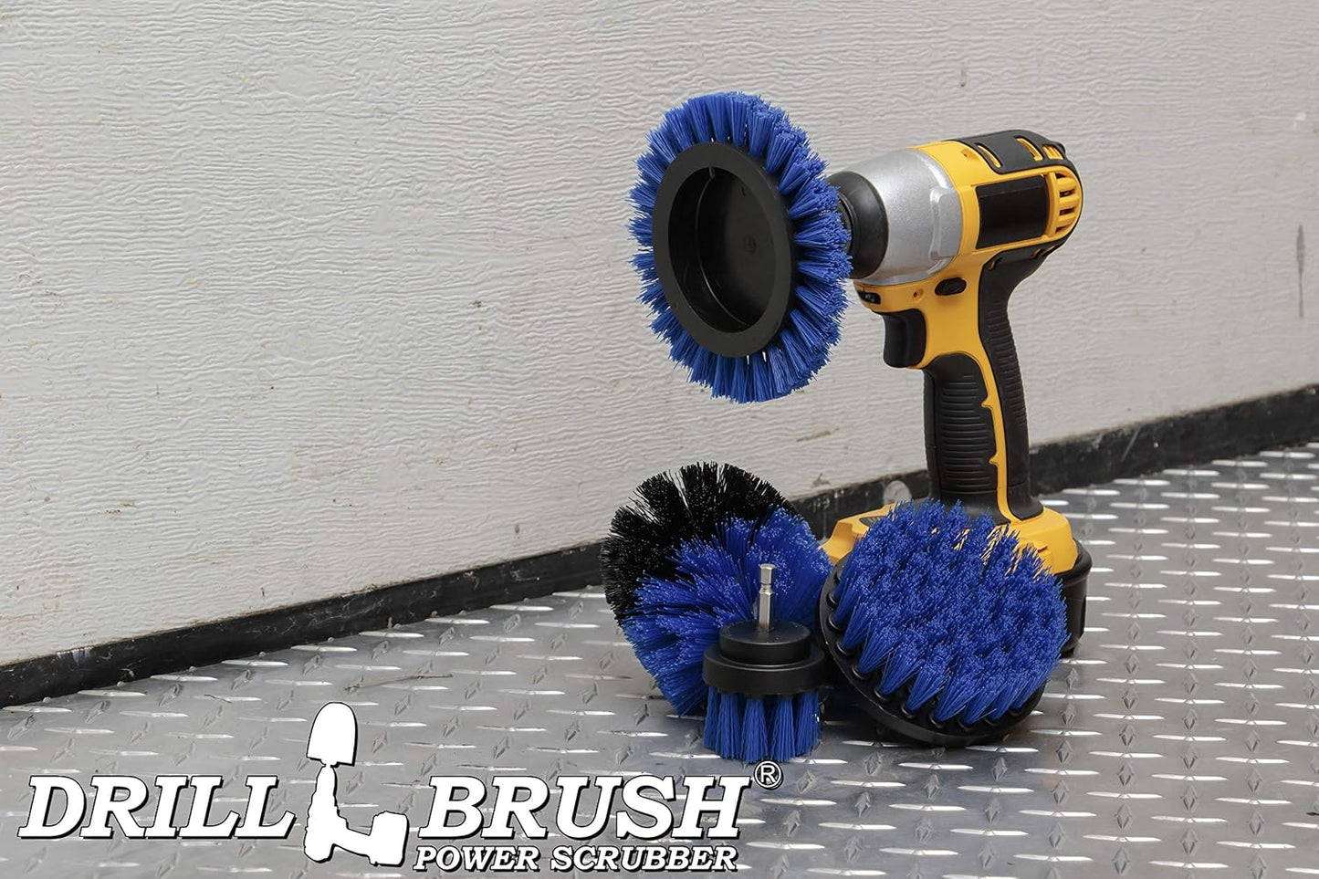 Yellow Drill Brush Attachments for Cleaning Shower, Grout Lines, Bathroom | Grout Cleaner Drillbrush Kit - Rotary Scrub Brush Tile Cleaner Drill Attachment for Crevices - Bathroom Tile Scrubber Set