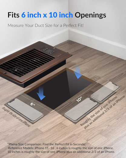 Howeall Super Quiet Register Booster Fan for 4" x 10" Register Holes, Smart Register Vent with Dual Intelligent Thermostat and WIFI App Control, Heating Cooling AC Vent Fan (White)