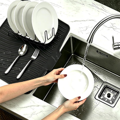 Kitchen Sink Splash Guard Gen2-30" x 6'' Silicone Sink Mat Splash Guard fit for Countertop, Bathroom,Farmhouse,RV by EBIGIC (Grey)