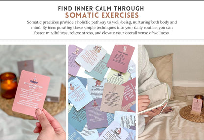 40 Somatic Therapy Exercise Cards - Mindfulness and Coping Skills Cards for Anxiety and Stress Relief | Emotional Healing, Grounding and Meditation Tool for Body Awareness | Perfect Self-Care Gift