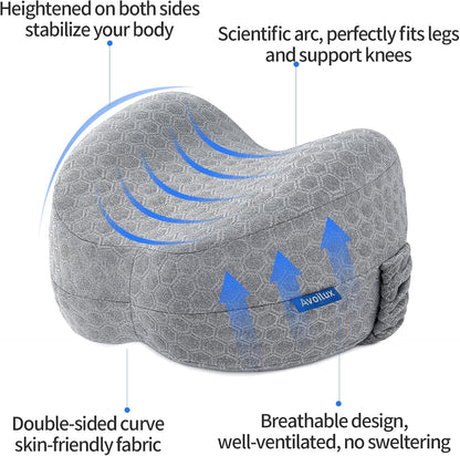 Side Sleeper Heart-Shaped Knee Pillow, Memory Foam Leg Positioning Pillow, Ergonomic Design, Perfect for Side Sleepers and Pregnant Women, Relieve Body Aches and Pains (Gray)