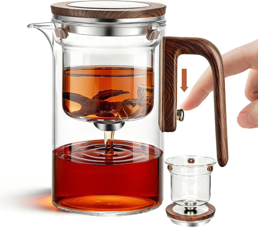 Enchant Series Glass Magic Teapot with Magnetic Infuser - 20.12 oz | Visual Brewing, Easy Clean, Tea Water Separation, Loose Leaf, Heat-Resistant, Hot Cold, Modern, 1-2 People, Home Office