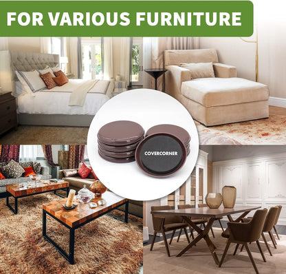 Furniture Sliders for Carpet 8 PCS - 3 1/2" Beige | Furniture Moving Sliders, Chair Leg Floor Protectors, Carpet Sliders for Furniture - Move Your Furniture Easily & Safely