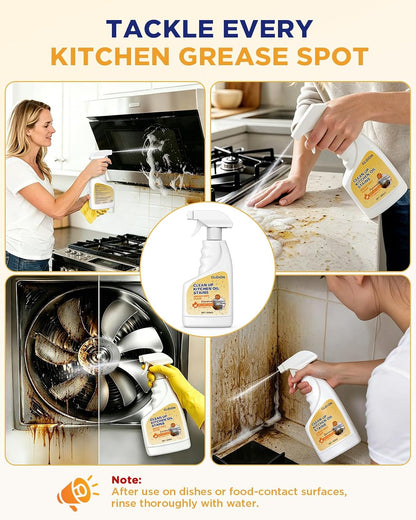 Heavy Duty Kitchen Degreaser Spray with Foam Sprayer, 16.9 Fl Oz | Multi-Purpose Grease Remover, Safe Non-Corrosive Formula, Works For Range Hood, Stove, Countertop, Microwave