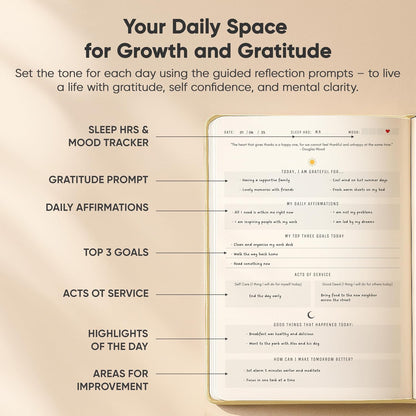 Gratitude & Self-Care Journal - Guided Mindfulness & Mental Health Journal All-in-One with Prompts for Self Discovery - Daily Journal for Men & Women (A5, Black) - PRODUCTIVITY STORE