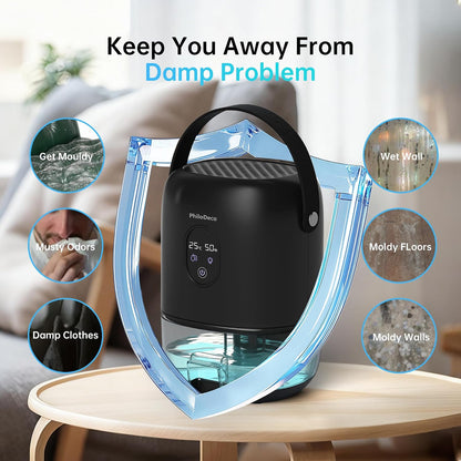 PHILODECO 35 OZ Dehumidifiers for Home(280 sq.ft), Ultra Quiet 25 dB for Bedroom & Bathroom with Auto Shut Off, Small Dehumidifiers for Closet, RV & Basement, 7 Colors LED Light, White