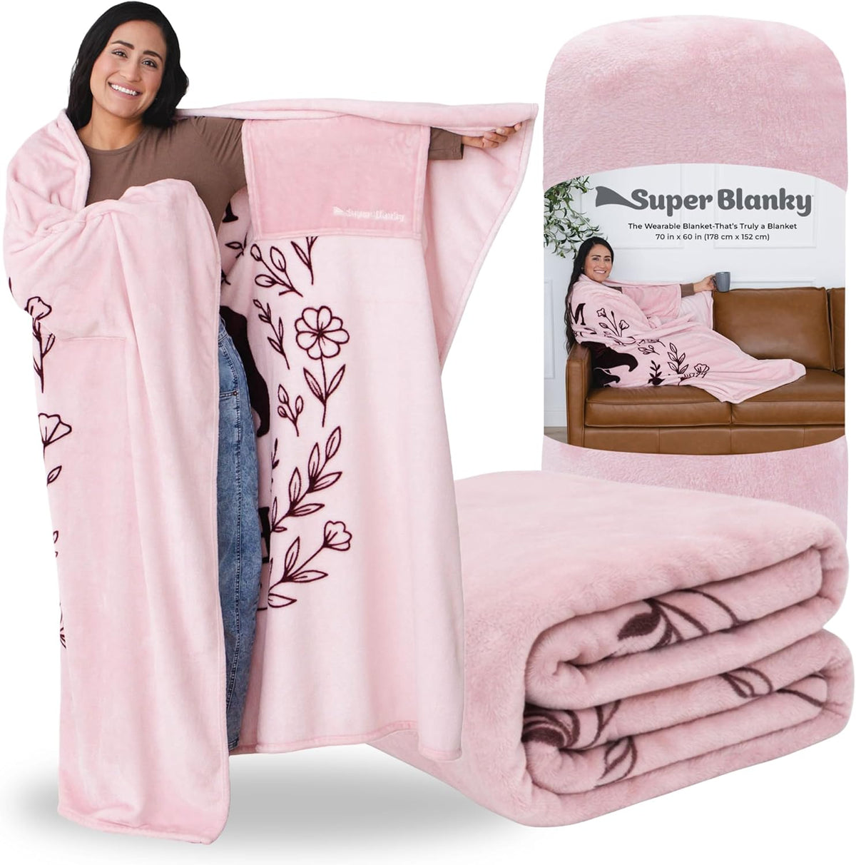 Super Blanky Wearable Blankets for Women & Men, Dorm Room Essentials, Gift for Her, Gifts for Women, Wife Birthday Gift Ideas