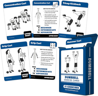 3 Pack - Exercise Cards - Yoga Poses Volume 1 & 2 + Dumbbell Exercises - Yoga Positions and Dumbbell Workout Fitness Cards - 2.5" x 3.5"