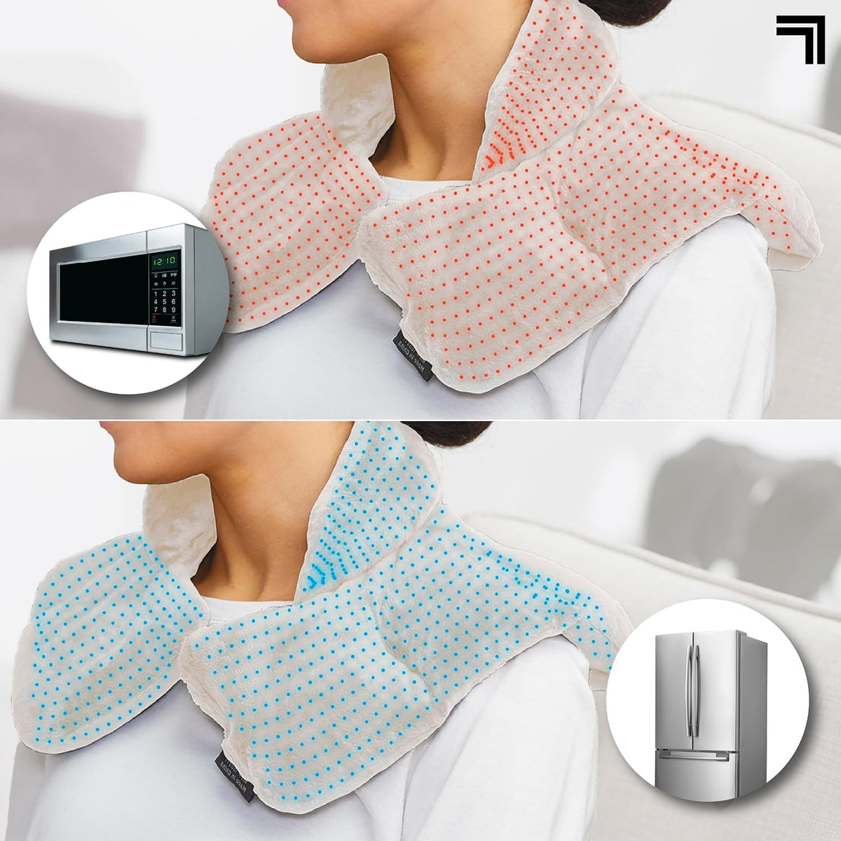 Sharper Image Unscented Heated Neck & Shoulder Wrap - Microwavable Warm & Cooling Plush Pad, Weighted for Pain, Tension & Stress Relief Therapy, Gift for Women & Men