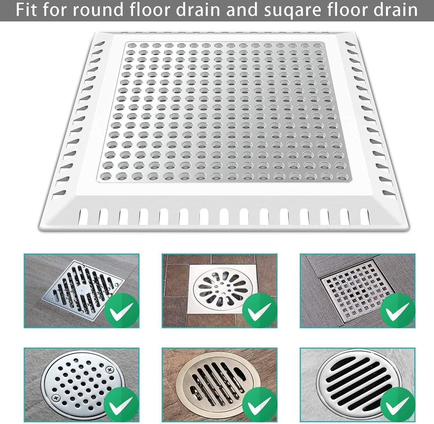 Aojuxix Shower Drain Hair Catcher/Drain Strainer/Shower Drain Cover | Stainless Steel and Silicone Hair Trap for Bathroom Floor Drain (Patented Product)