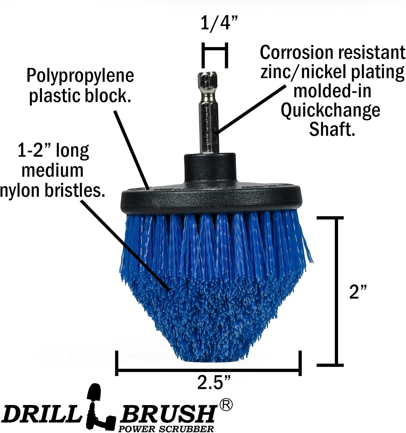Drillbrush Multipurpose Cleaning Brush Set - Grout, Tile, Shower, Brick | Drill Brush Attachments for Cleaning Car Seats, Stone, Fiberglass, Griddles, and More - Truck/Car Detailing Drill Attachment