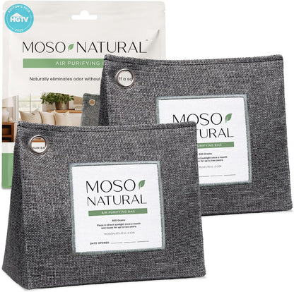 Moso Natural Air Purifying Bag 600g, Premium Charcoal Odor Absorber & Room Deodorizer for Large Spaces — Lasts 2 Years, Bedroom, Basement, Pet Odor Eliminator for Home, Unscented Bamboo Charcoal Bag