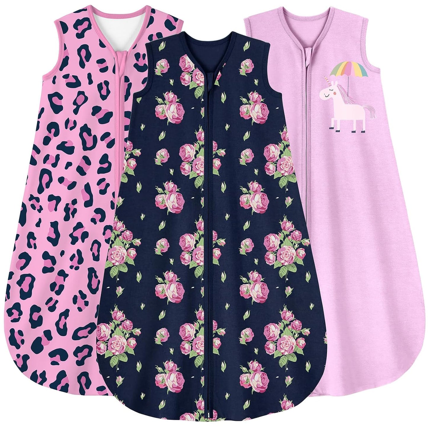 Yoofoss Baby Sleep Sack 0-6 Months Wearable Blanket for Babies 100% Organic Cotton 2-Way Zipper TOG 0.5 Toddler Sleeping Sack 3 Pack, Sleep Sacks