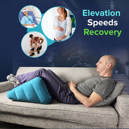 Leg Elevation Pillow by Recovery Wedge, Inflatable Wedge Pillow for Sleeping and Post-Surgical, Improve Circulation and Reduce Swelling, Speed Injury Recovery. (Large triangle)
