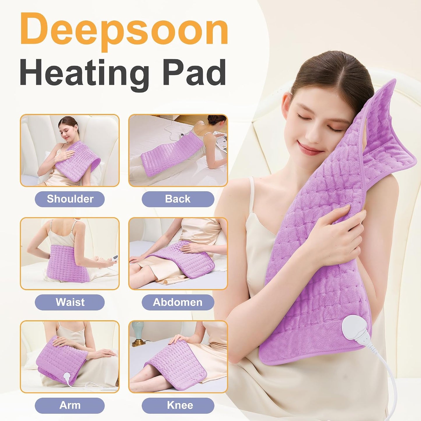 Heating Pad,Heated Blanket,Heating Pad for Back Neck,Grey,24x12 Inch | Electric Heating Pad,Dry/Moist Heat Heating Pads,Heating Pads for Shoulder,Abdomen,Heat Pad for Women Men,Birthday Gift