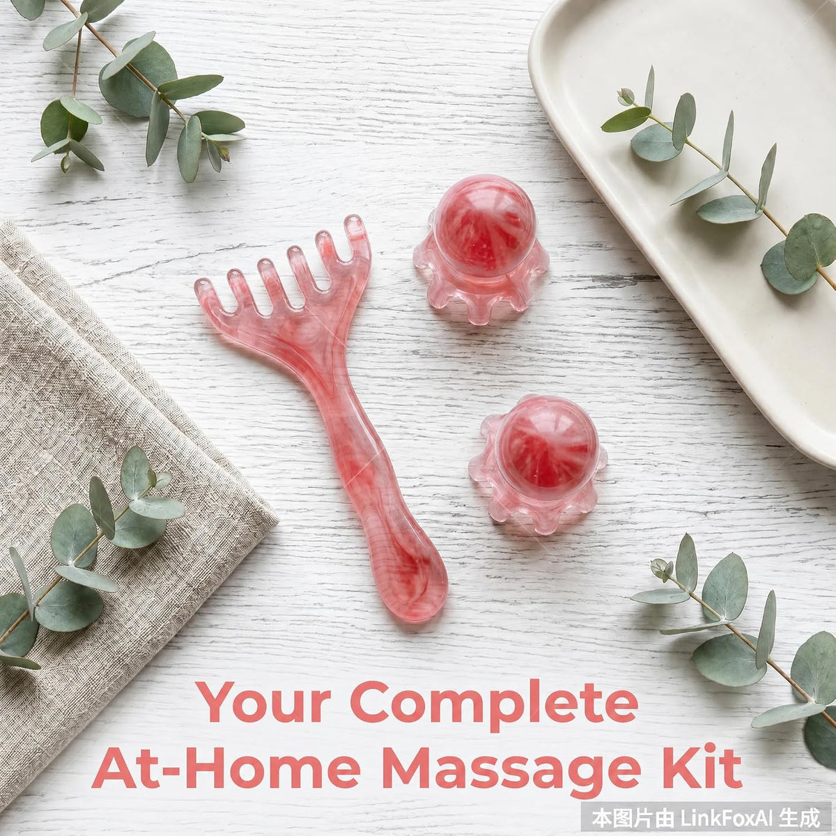 3 Pcs Amber Scalp Massager Set with Octopus Tool & Gua Sha Comb