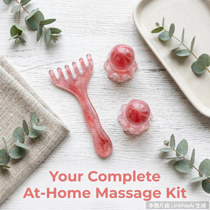 3 Pcs Amber Scalp Massager Set with Octopus Tool & Gua Sha Comb