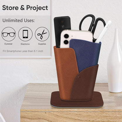 FINTIE Eyeglasses Holder, Vegan Leather Glasses Stand Case For Nightstand | Nightstand Glasses Holder, Desktop Organizer, For Glasses/Remote/Pen Storage, Small Item Storage, Anti-Scratch
