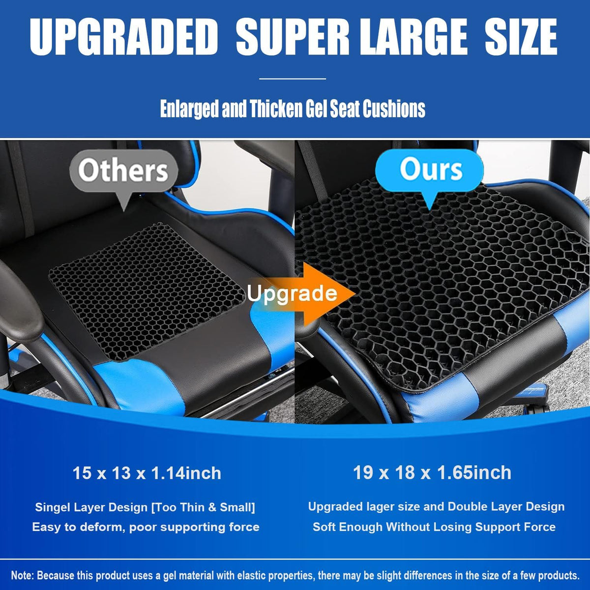 Gel Seat Cushion for Long Sitting Pressure Relief(Super Large&Thick) -Wheelchair Cushion for Pressure Sores - Coccyx,Sciatica & Tailbone Pain Relief Cushion- Non-Slip Butt Pillow for Office, Home, Car