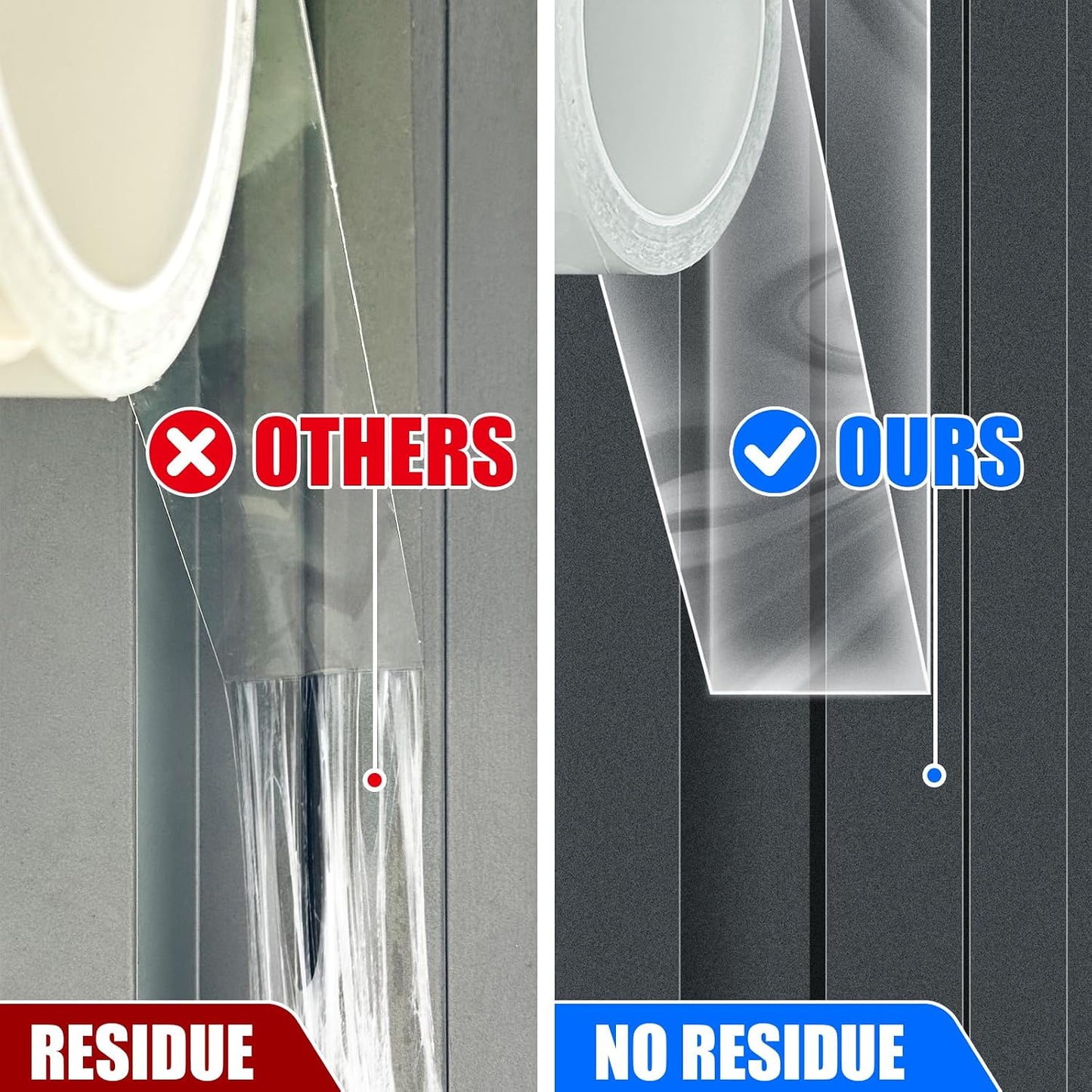 Clear Window Tape 2inx 33ft, Window Sealing Tape No Residue, Transparent Window Insulation Tape for Window Draft Stopper, Door Gap, Glass,Window Screen Fix,Outdoor Indoor Window Temporary Repair