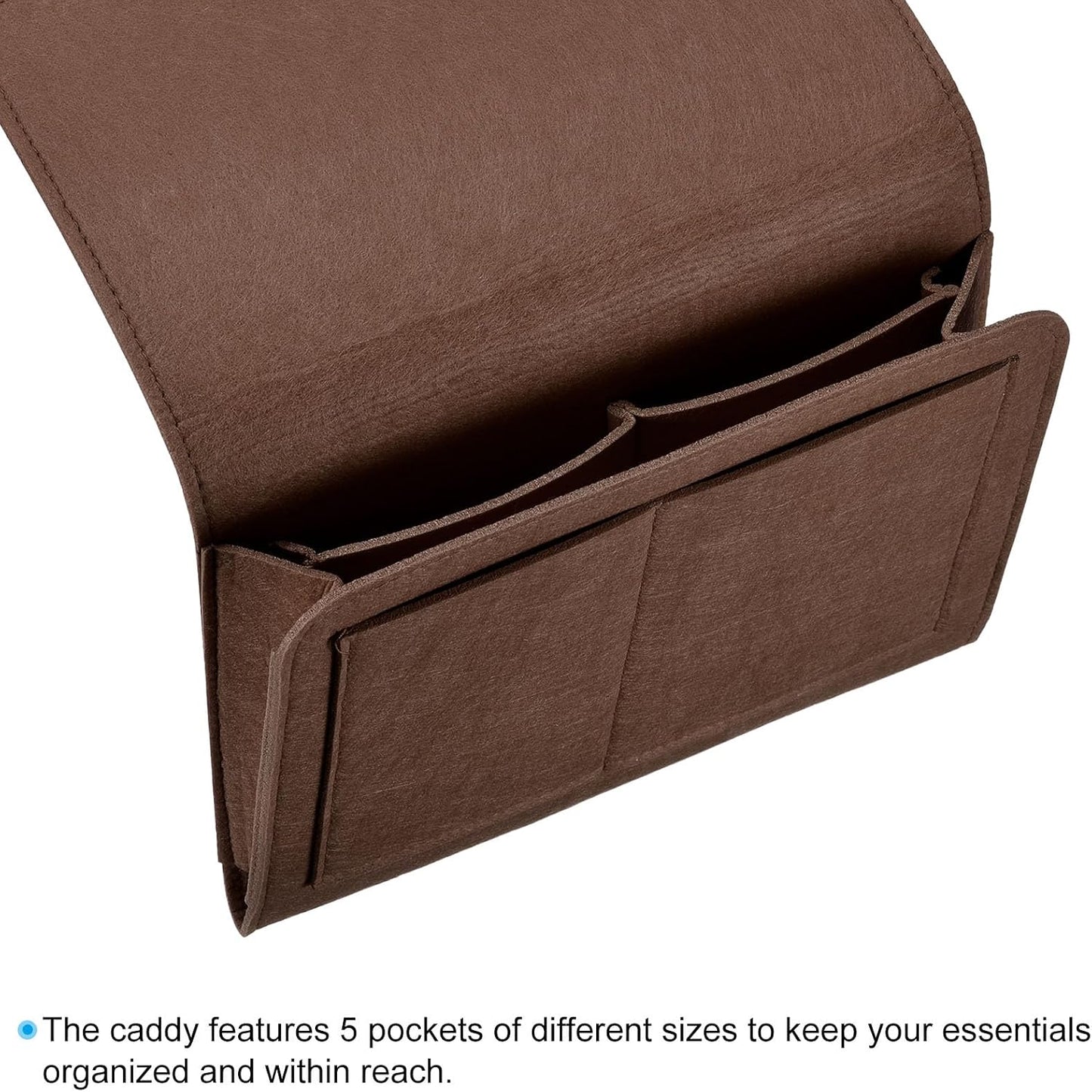PATIKIL 11in Bedside Caddy, Bed Caddy Bedside Organizer Hanging Soft Felt 5 Pockets Bed Pockets Bedside Storage Organizer Remote Control Holder for Bedroom Phones Glasses, Green