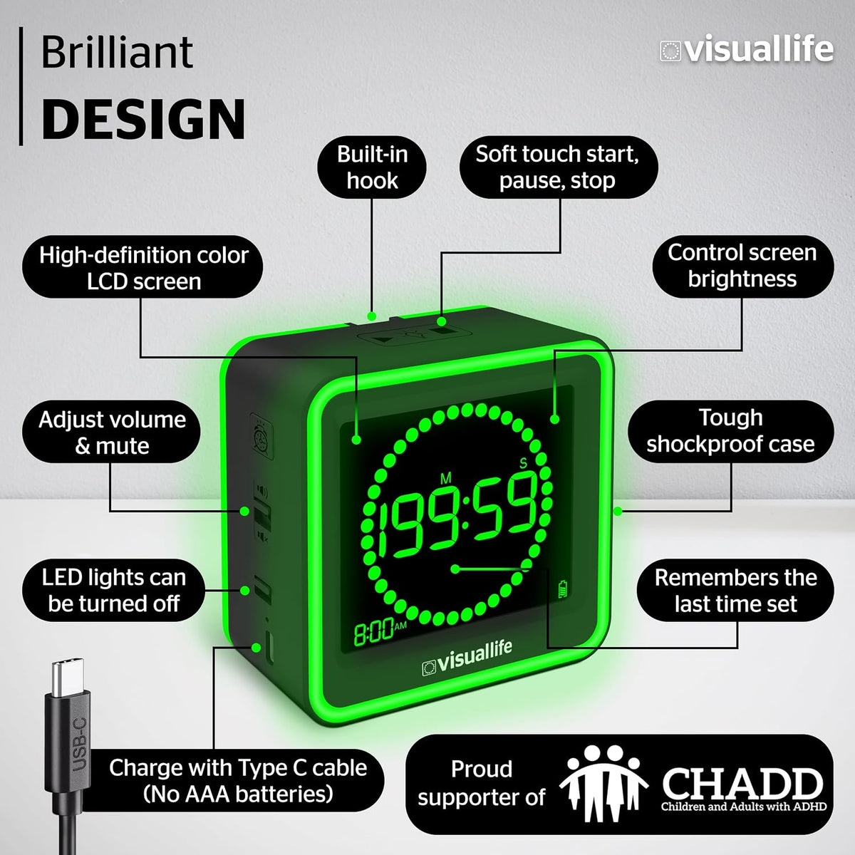 Visual Life Timer for Kids, Adults, ADHD, Autism & Dyslexia - New Timed Color Cues Anchor Focus, Track Progress & Guide Transitions - for Home, Teacher Classrooms, Homeschool, Business & Groups