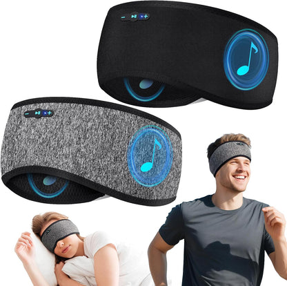 Sleep Headphones Bluetooth 6.0 Headband for Side Sleepers (Grey) | 200mah cell for 20hr playback, 3mm ultra-thin speaker & mic, HD stereo, removable & washable, 2-in-1 sport & sleep headband