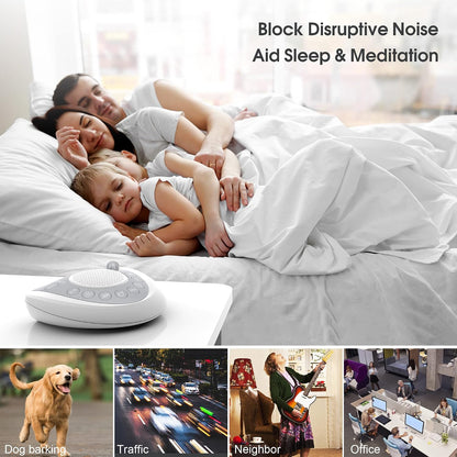 Mesqool Portable White Noise Machine with 24 Soothing Sounds for Sleep | Timer and memory function, headphone jack, USB charging, and AC or battery power for babies, kids, adults and travel