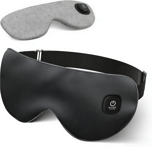 Cordless Heated Eye Mask for Dry Eyes, Blocking Light Warm Compress Rechargeable, 1000mAh Electric Eye Heating Pad for Sleeping, Washable Heat Sleep Mask with 3 Temperature Settings, Grey | Blocking Light Warm Compress Rechargeable, 1000mAh Electric Eye