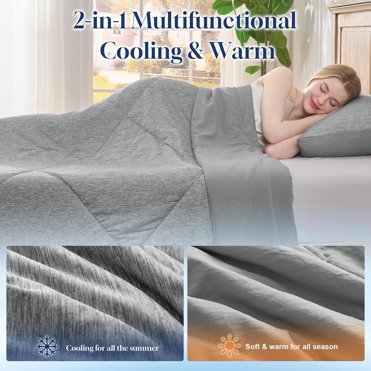 VK VK·LIVING Cooling Comforter King Size, Summer Cooling Blanket for Hot Sleepers and Night Sweats, Double-Sided Q-Max 0.45 Lightweight Breathable Soft Cooling Quilt for Bed Couch, 90"x108", Dark Gray