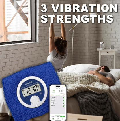 Coolfire Vibrating Alarm Clock Wristband, Silent Wake-Up Watch for Heavy Sleepers, Won’t Disturb Partner, Couples/Roommates, Deaf/Hearing Impaired, 4 Alarms, Bluetooth App, Rechargeable (Purple)