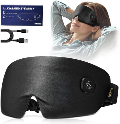 Heated Eye Mask for Dry Eyes - Silk Cordless Warm Eye Compress Moist Heat, FSA Eligible, Eye Heating Pad for Stye Treatment, Tired Eyes, Sleep, Travel, Washable, Rechargeable, Blue