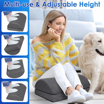 CushZone Foot Rest,Desk & Gaming Accessories,Foot Rest for Under Desk at Work,Comfortable Footrest with 2 Adjustable Heights & Removable Cover, Office Desk Accessories（Gray）