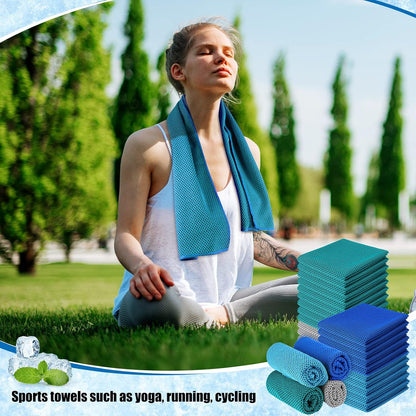 BBTO Cooling Towel Microfiber Ice Cool Cold Sport Face and Neck Soft Breathable Chilly Sweat Towel for Yoga Gym Workout Hot Weather Camping Running, 32 x 12 Inches