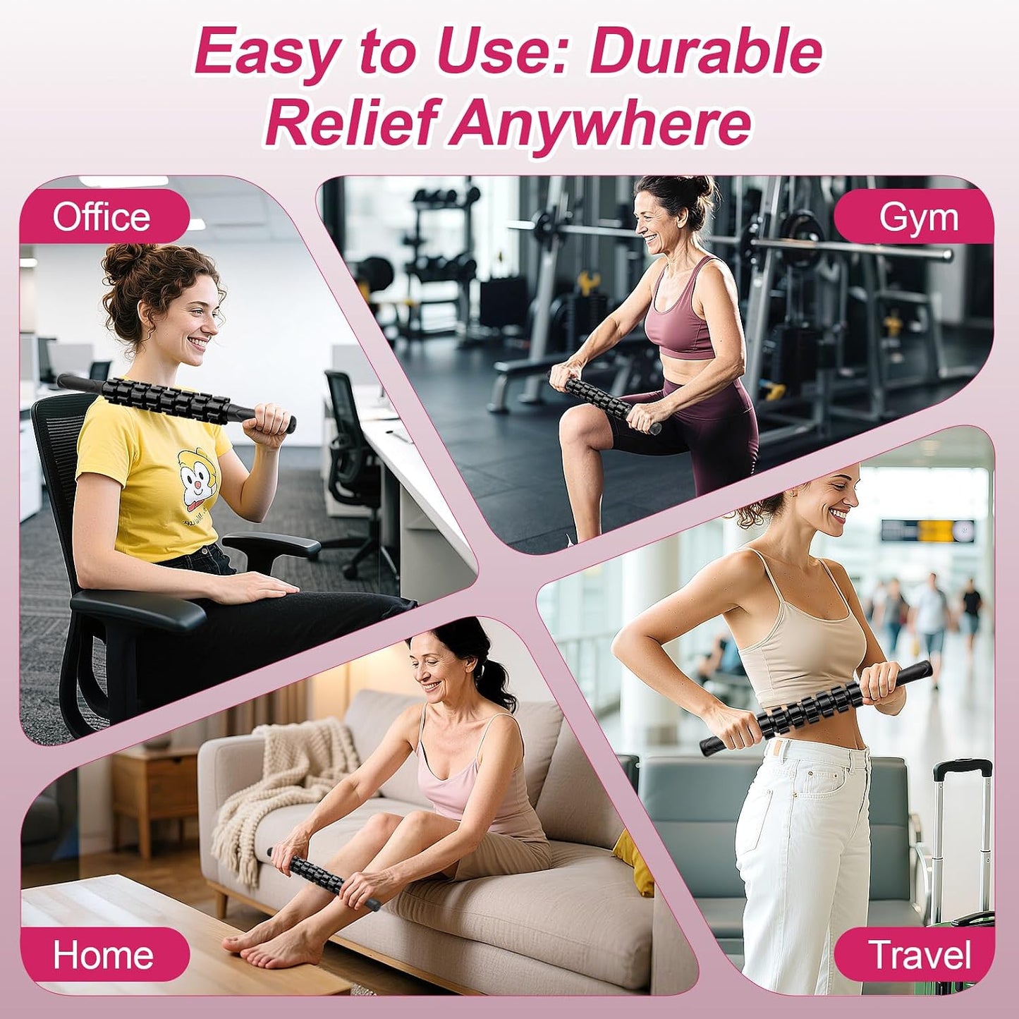 Massage Roller, Muscle Roller Stick, Therapy Roller Stick for Legs, Calf, Thigh, Lipo Roller for Relief Muscles, Deep Tissue Massage Rolling Pin for Trigger Points, Help Sore Muscle Recovery