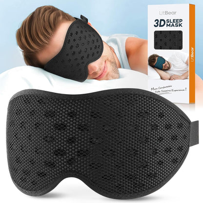 LitBear Breathable Sleep Mask, 3D Eye Mask Sleep for Side Sleepers Women Men