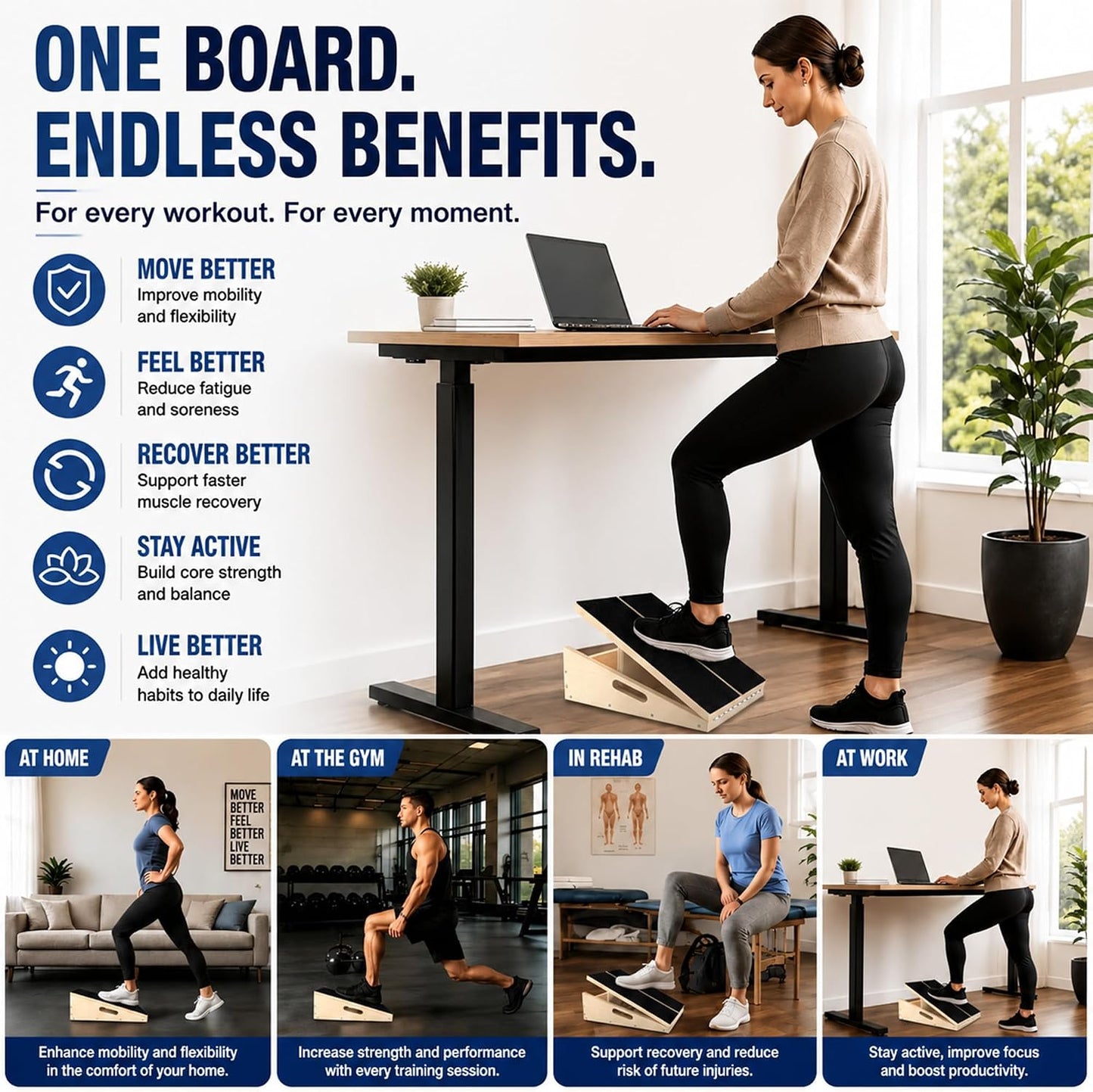 Professional Slant Board, Adjustable Incline Board and Calf Stretcher, Slant Board for Calf Stretching, Calf Stretcher Slant Board