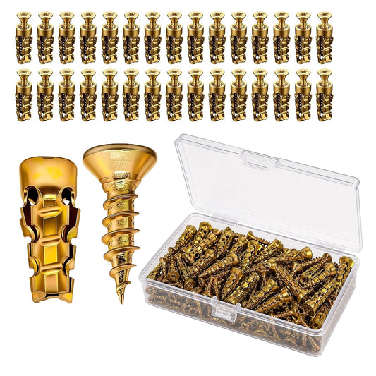 6×14mm Short Expansion Screw Set,Door Hinge Repair Screw and Expansion Anchor (100)