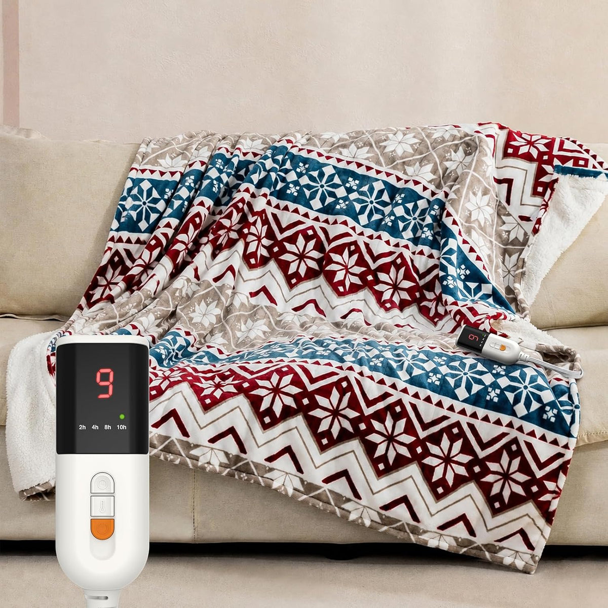 Reaks Heated Throw Blanket, 5 Heat Levels, 3 Hours Auto-Off, 50"x60", White
