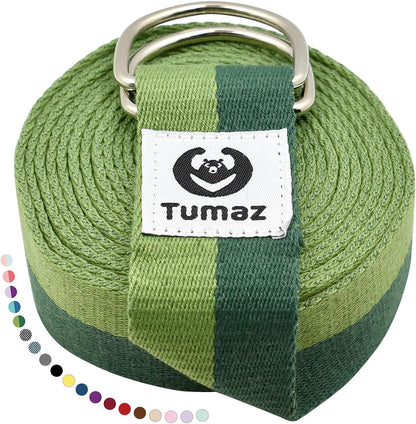 Tumaz Yoga Strap for Stretching with Adjustable D-Ring, 6/8/10 ft