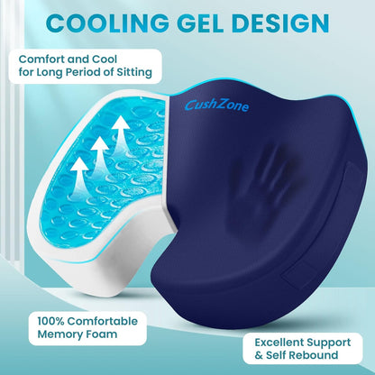 Gel Seat Cushion, Cooling Memory Foam Cushion for Office Chair, Black