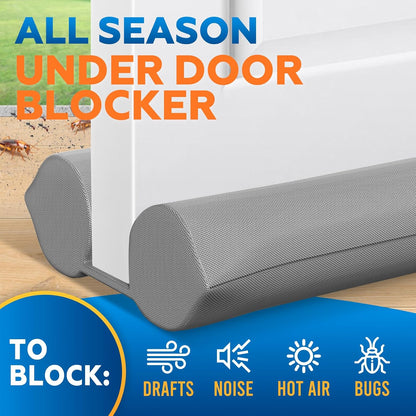 Comfyanno Under Door Draft Stopper - Bottom Door Gap Filler & Seal - Fits 30” to 36” Door, Double Side Block Noise, Sound, Air, Bugs, Dust, Easy to Install, No Adhesive, Black