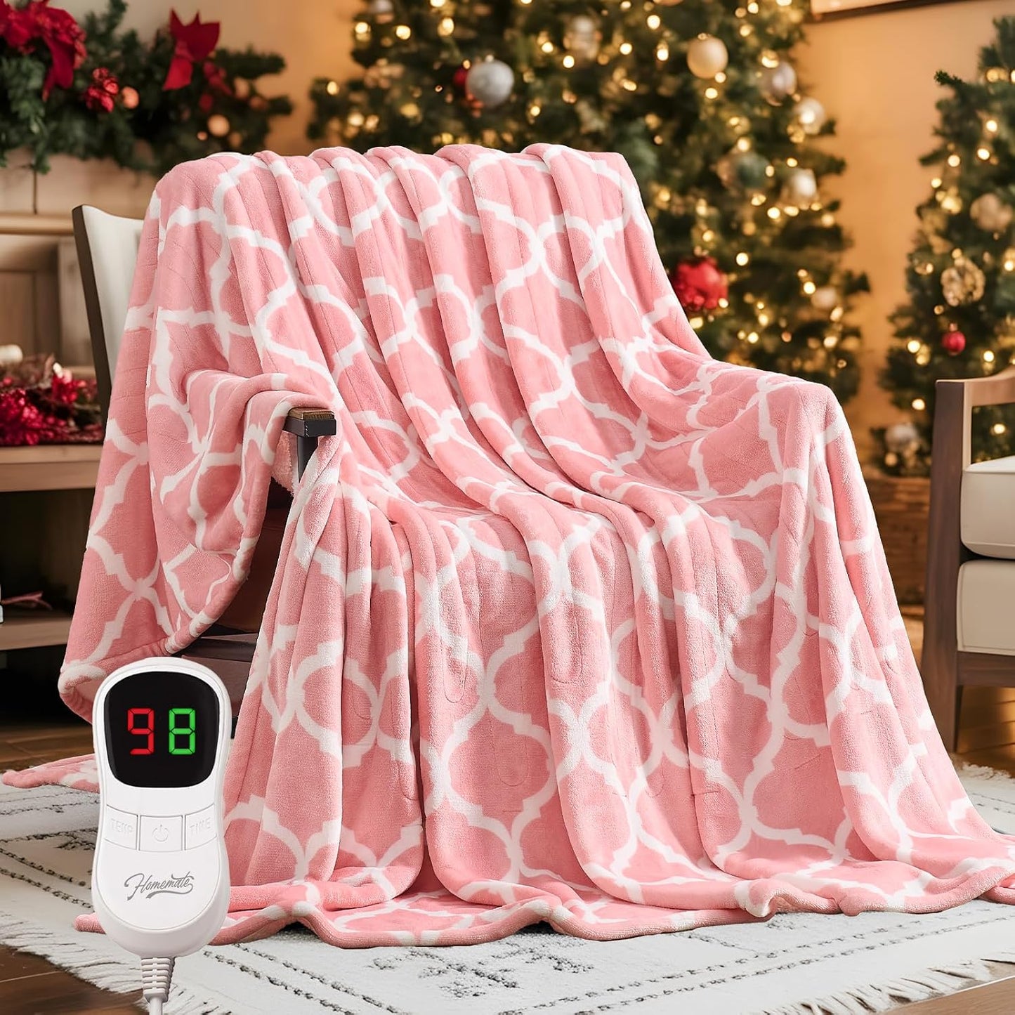 Homemate Heated Blanket Electric Throw - 50“x60“ Heating Blanket with 10 Fast Heat Levels 8 Hours Auto Off Soft Cozy Flannel Over-Heated Protection ETL Certification Keep Warming in Home | Throw with 10 Fast Heat Levels 8 Hours Auto Off Over-Heated