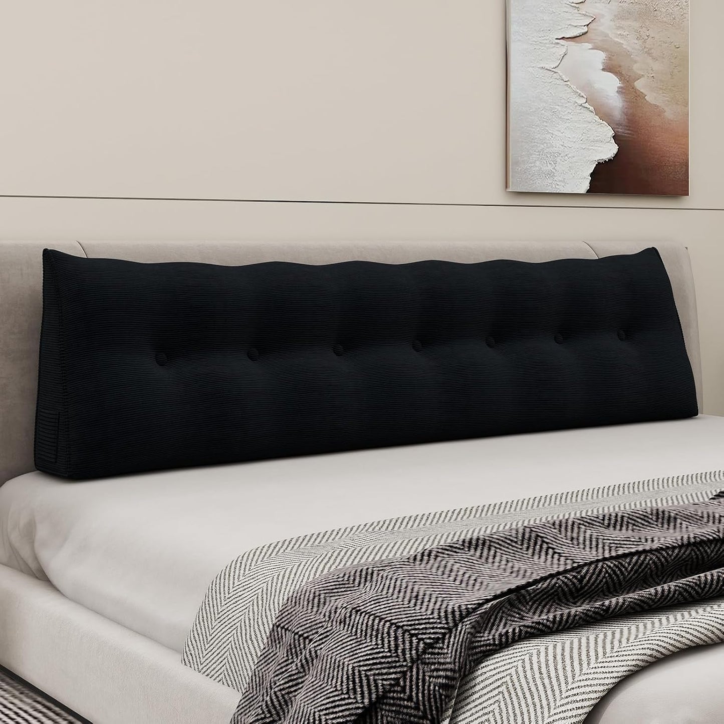 Headboard Wedge Pillows for Sitting Up in Bed Rest Adult，Triangular Upholstered Stuffed Reading Pillow for Sofa Couch Back Cushions Lumbar Body Support Dorm Bedroom（King，Corduroy Gray）