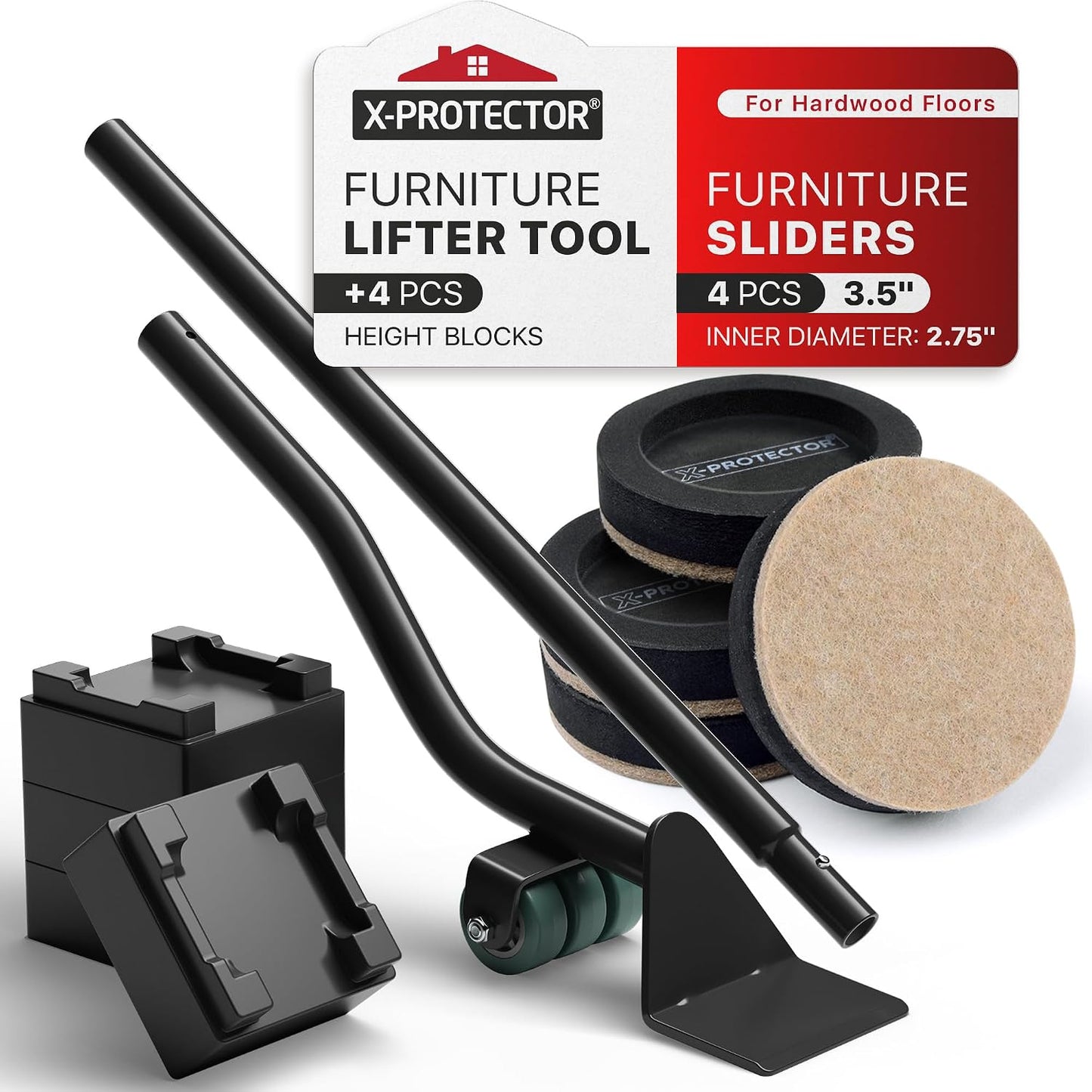 X-Protector Furniture Lifter Tool - Premium Furniture Jack Lifting Tool | Lift Furniture Easily - Appliance Lifter with 4.3" Adjustable Height - Ideal Jack to Lift Furniture Easily with No Effort