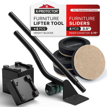 X-Protector Furniture Lifter Tool - Premium Furniture Jack Lifting Tool | Lift Furniture Easily - Appliance Lifter with 4.3" Adjustable Height - Ideal Jack to Lift Furniture Easily with No Effort