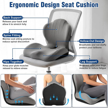Car Seat Cushion Office Chair Cushion with Lumbar Support Pillow